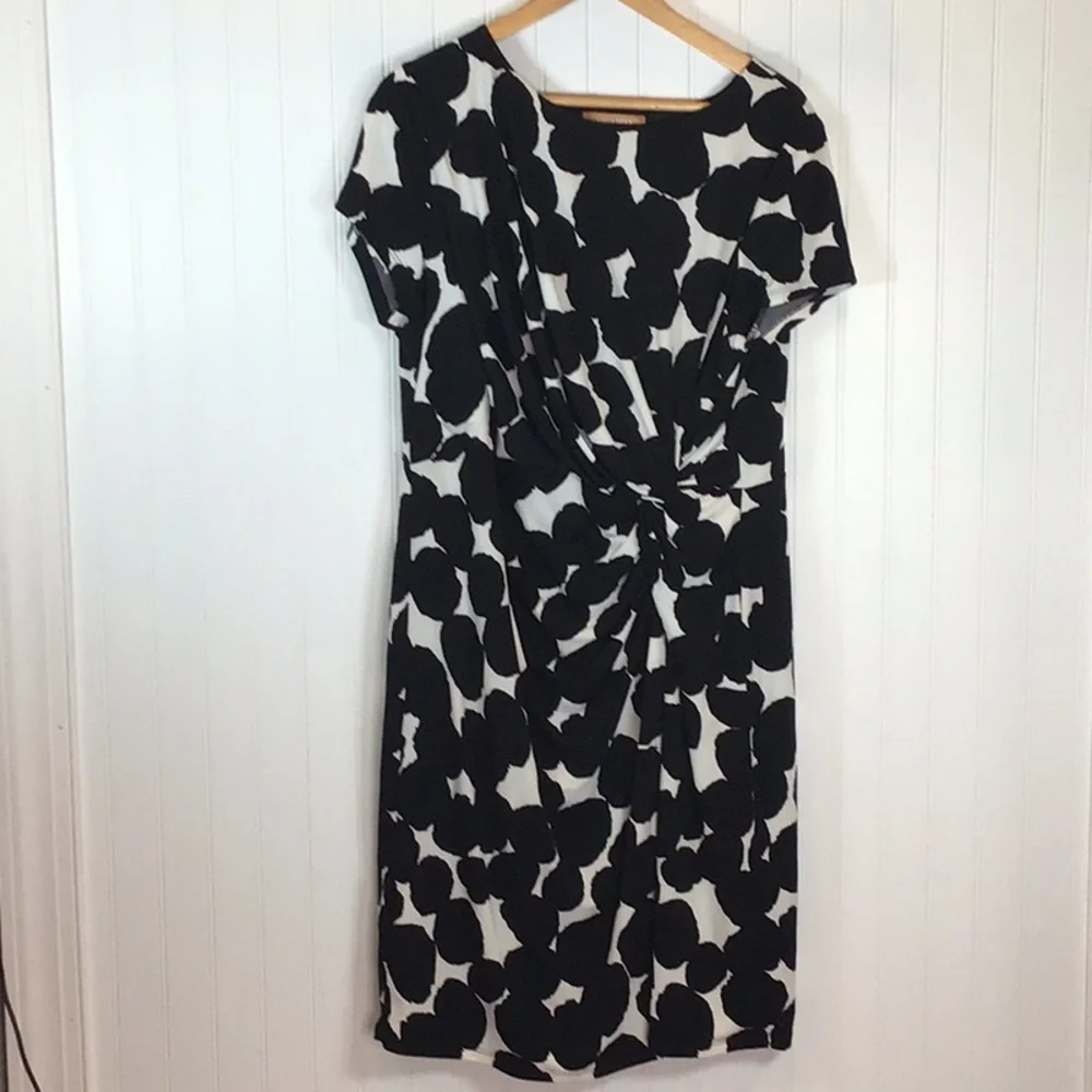 ๐ Ellen Tracy | Black/White Twist Front Jersey Dress Size XL - Picture 4 of 12